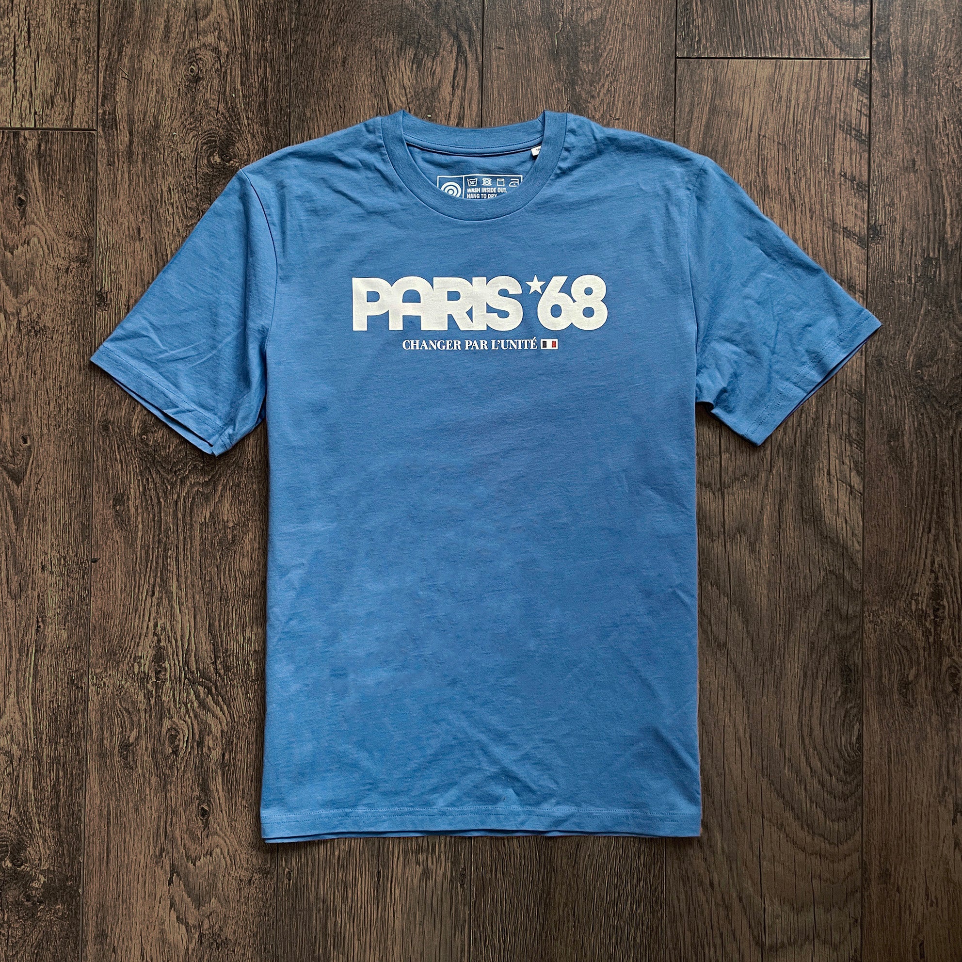 Paris 1968 bleu mens fashion t-shirt